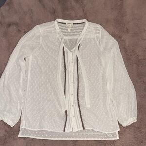 Matilda Jane Renae Swiss Dot Blouse Top Bow Sheer Size M